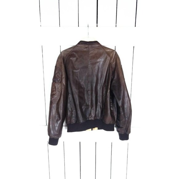 Saks Fifth Avenue mens vintage  brown leather bomber jacket - Picture 4 of 10